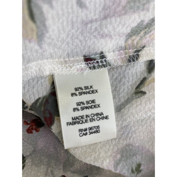 Rebecca Taylor Sofia Silk Top 8 Blouse Floral Boho Ivory Silk Blend Green Purple - Picture 6 of 10